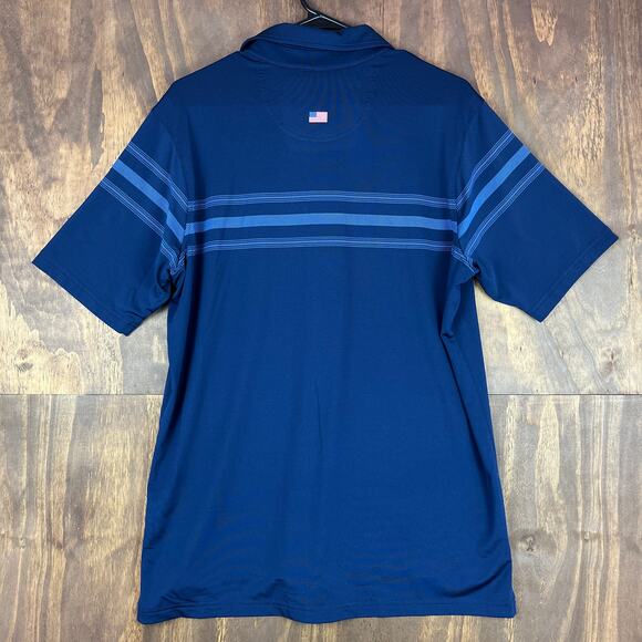 Fairway & Greene Mens Shirt Blue Golf Polo Striped Comfort Quick Dry Stretch M - Picture 10 of 12
